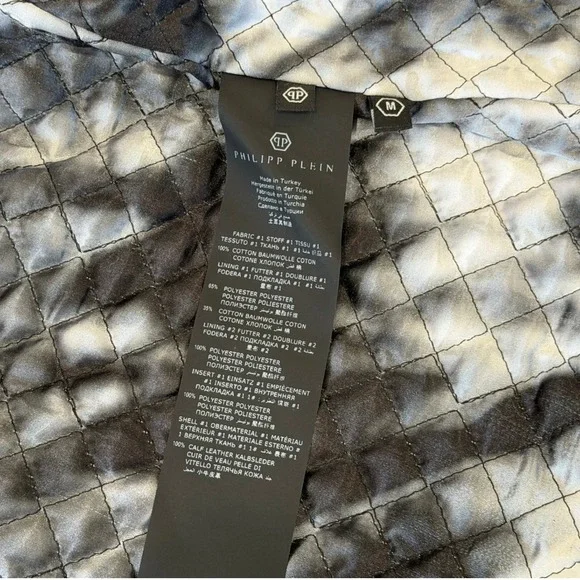 Philipp Plein "Washed with Love" Black White Tie-Dye Denim Jacket Size M | Rare - Picture 7 of 11